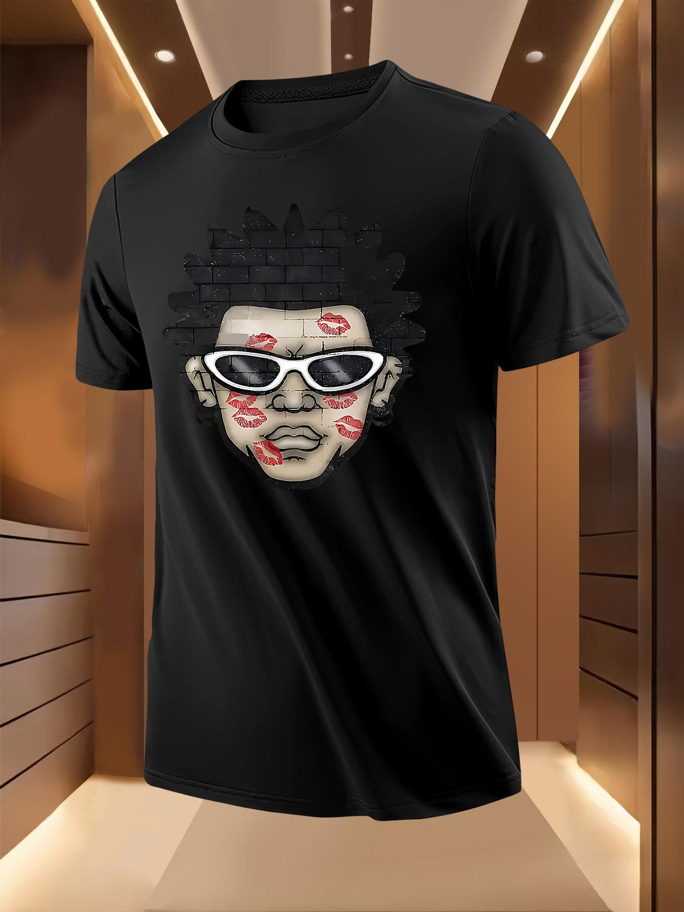 Graphic Tshirt with Lip Print Design - Breathable Lightwe... S