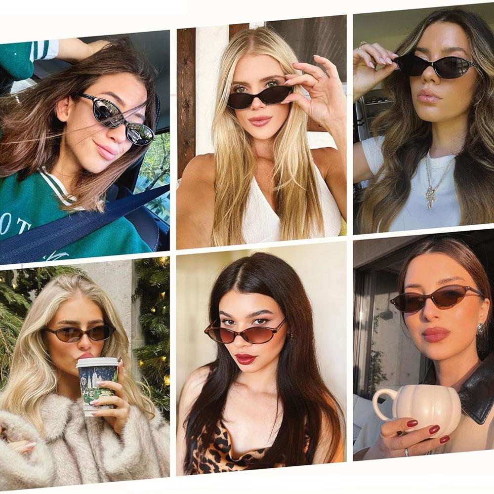 Retro Solglasögon för Kvinnor Små Ovala Sommar Strand Leopard Solglasögon Mode Söta Glasögon Festtillbehör