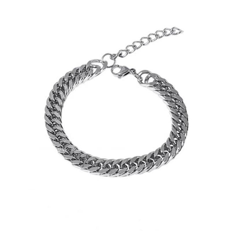 Men's Trendy Double Weave Frosted Cuban Chain Bracelet, Titanium Steel, Colorfast, Hip Hop Neutral Style, Women's Hot Girl Jewelry.