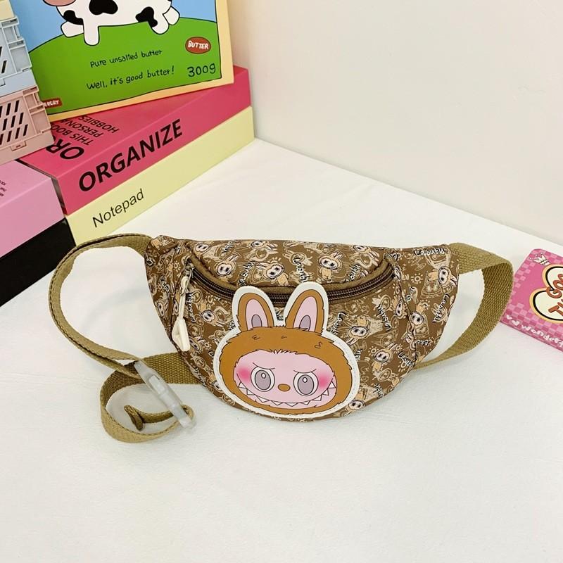 Adorable Cartoon Kids Waist Bag 2024 Stylish Unisex Preschool Crossbody Bag Lightweight Polyester StyleF