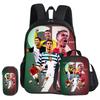 Ronaldo 3Pcs Set School Backpack CR Football Star Child Rucksack Pencil Bags Bookbag Lunch Bag Football Sport Knapsack Kids Gift