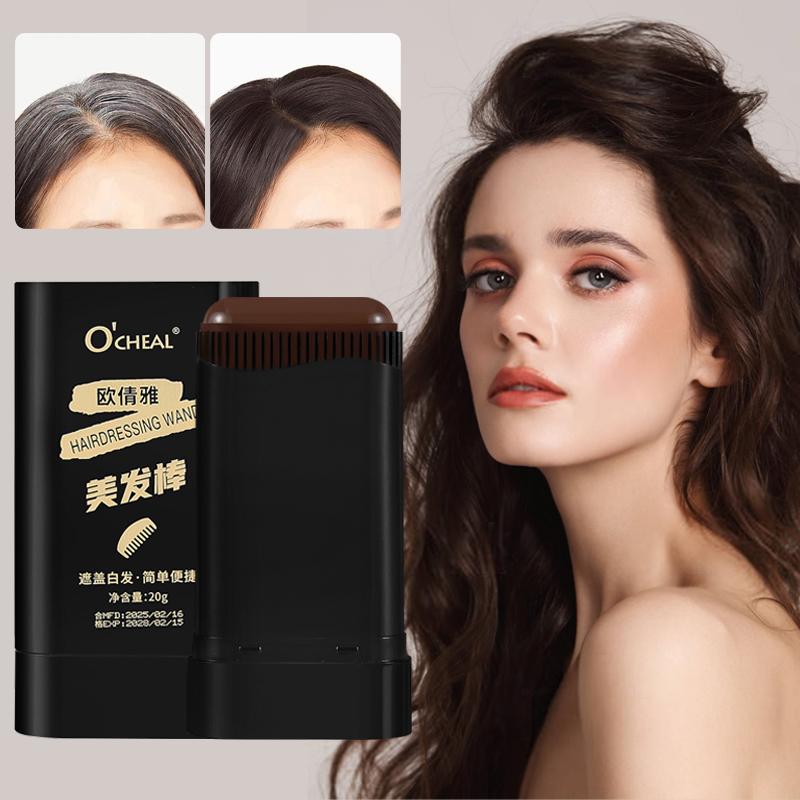 Ocheal Bastão de Cor para Cabelo e Barba de Toque Rápido 3 Cores, Bastão de Cor para Barba Portátil, Cobertura Rápida Temporária, Caneta para Cabelo, Bastão de Tinta Instantânea com Pente