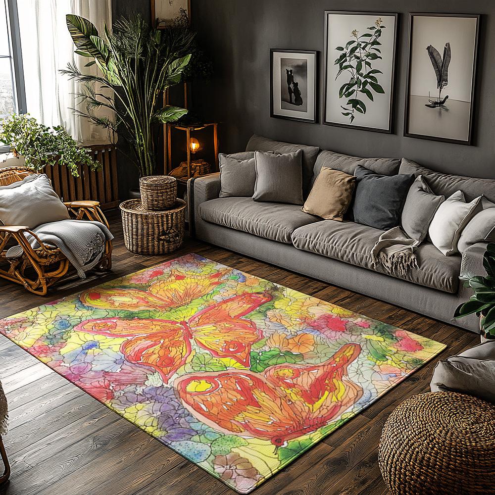 

Floral Area Rug Washable Indoor Outdoor Mat Bohemian Home Decor Living Room Carpet Modern Abstract Art Rugs Farmhouse Entryway R 50x80cm