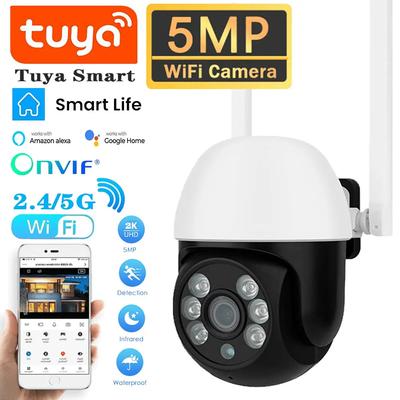 5G Wifi IP Tuya Smart 5MP Venkovní Domácí Bezpečnostní PTZ Kamera CCTV Video Dohled Plnobarevné Noční Vidění Bezdrátová Kamera