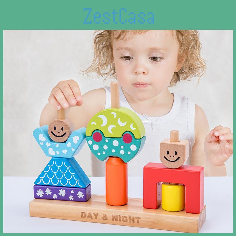 Kids Building Blocks Educational Toy Baby Color Cognition Wooden Set Assembly