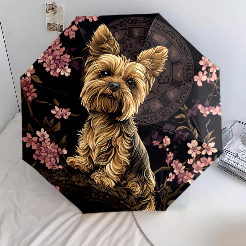 Black Yorkshire Terrier Pattern, Automatic Folding Umbrella, Portable and Foldable Design, 8 Ribs, a Christmas or Birthday Gift.