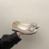 French gentle fairy shallow mouth single shoes female spring new fashion rhinestone square buckle evening breeze square head temperament Mary Jane sho