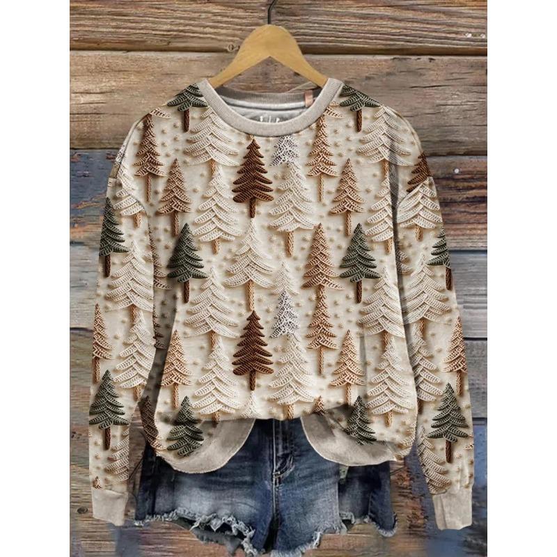 New Christmas Autumn/Winter Printed Round Neck Hoodie For Women