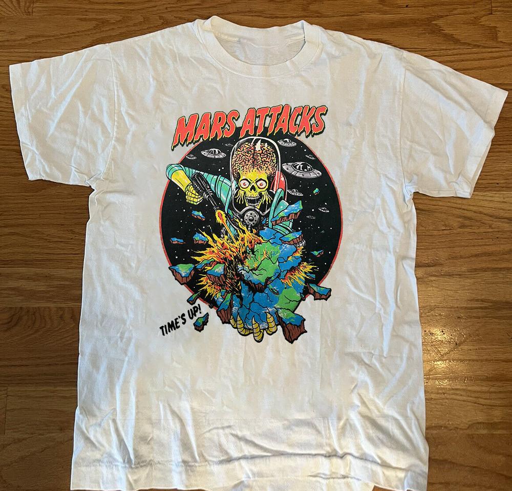 Новая футболка Mars Attacks Time s Up с коротким рукавом, белая, унисекс, новая, хлопковая, унисекс XXXXL