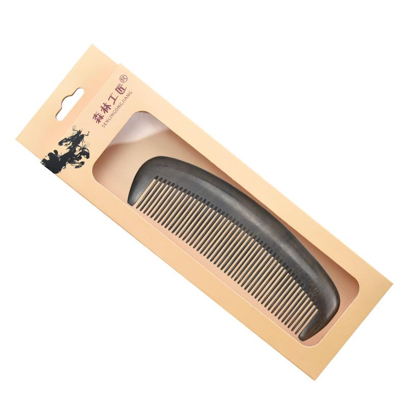 Moon-Shaped Solid Wood Comb for Men and Women – Deep Precious Treasure, Home Daily Use, Engraved Design