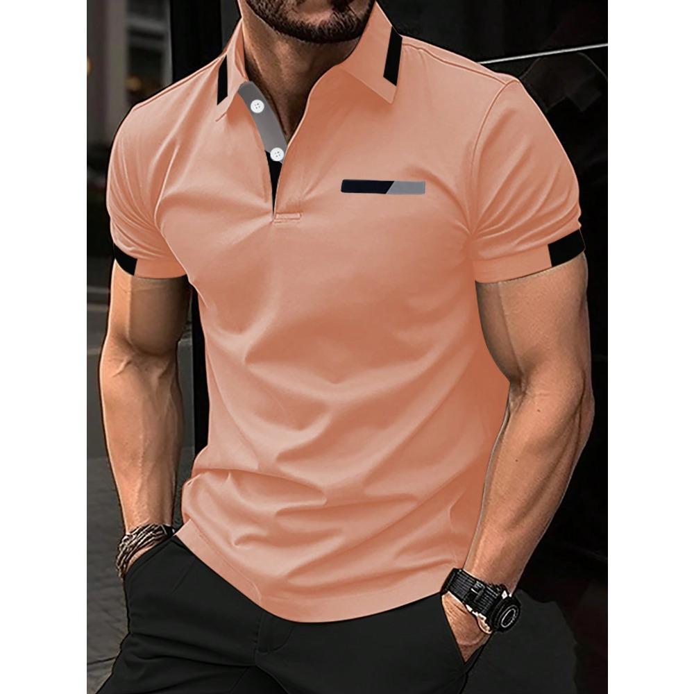 Manfinity Homme Chemise Polo Casual Manches Courtes Color-Block d'Été pour le Trajet