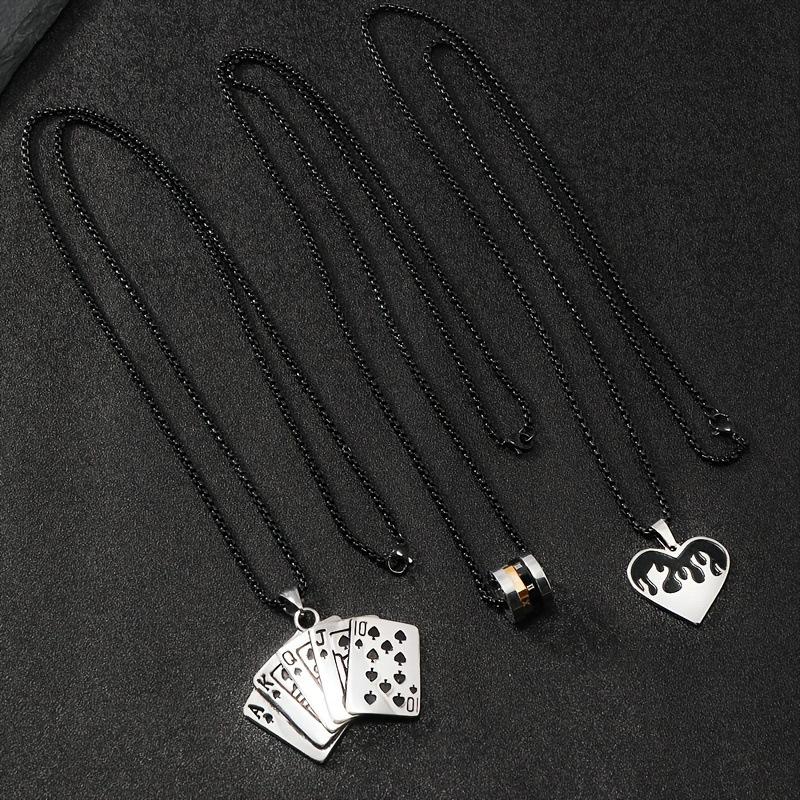 Stainless Steel Necklace Roman Numerals Small Waist Pendant Personality Hip-Hop Playing Cards Titanium Steel Jewelry