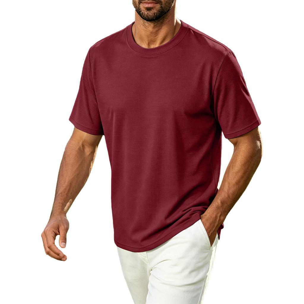 Men's Casual Crew Neck T Shirt Breathable Quick Dry Short Sleeve Athletic Tee Lightweight Comfortable Fabric for Outdoor Sports