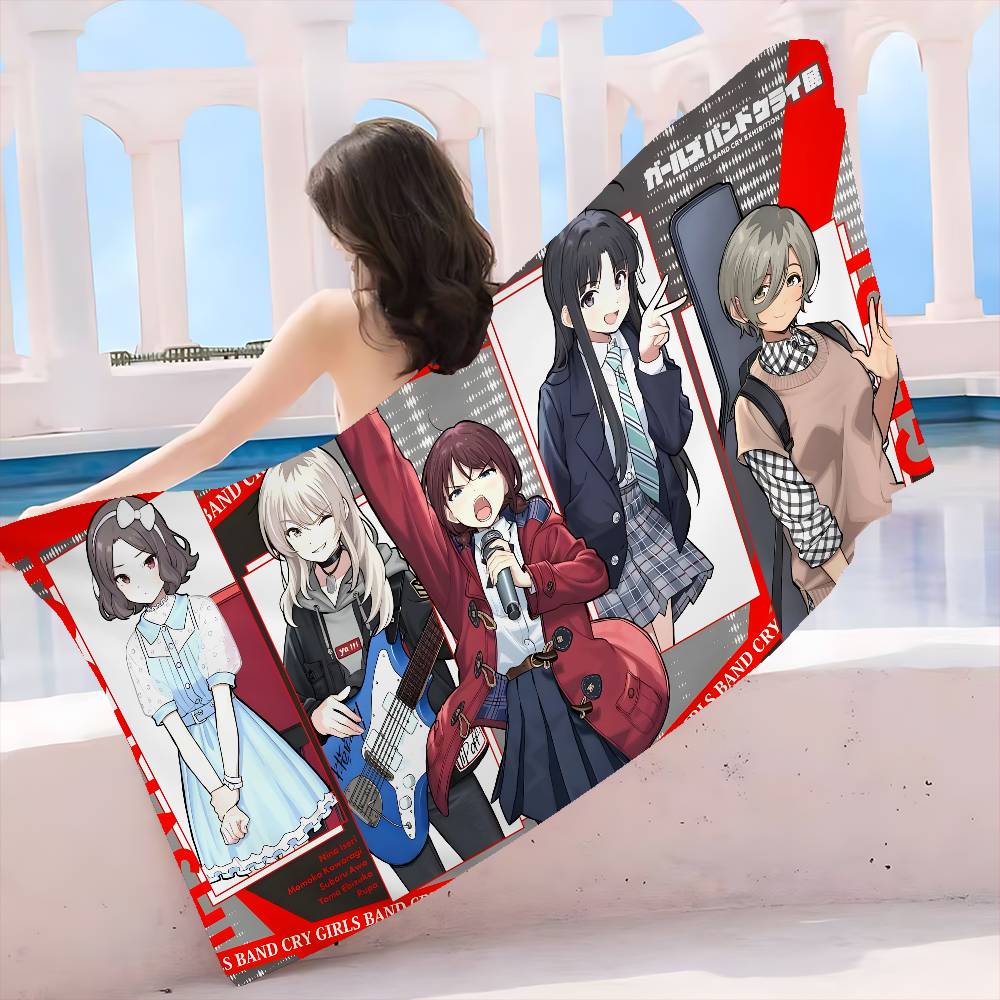 Anime G-Girls Cool Band Cry Microfiber Beach Towel Absorbent Quick Dry Soft Yoga Swimming Resort Mountain Climbing Towel
