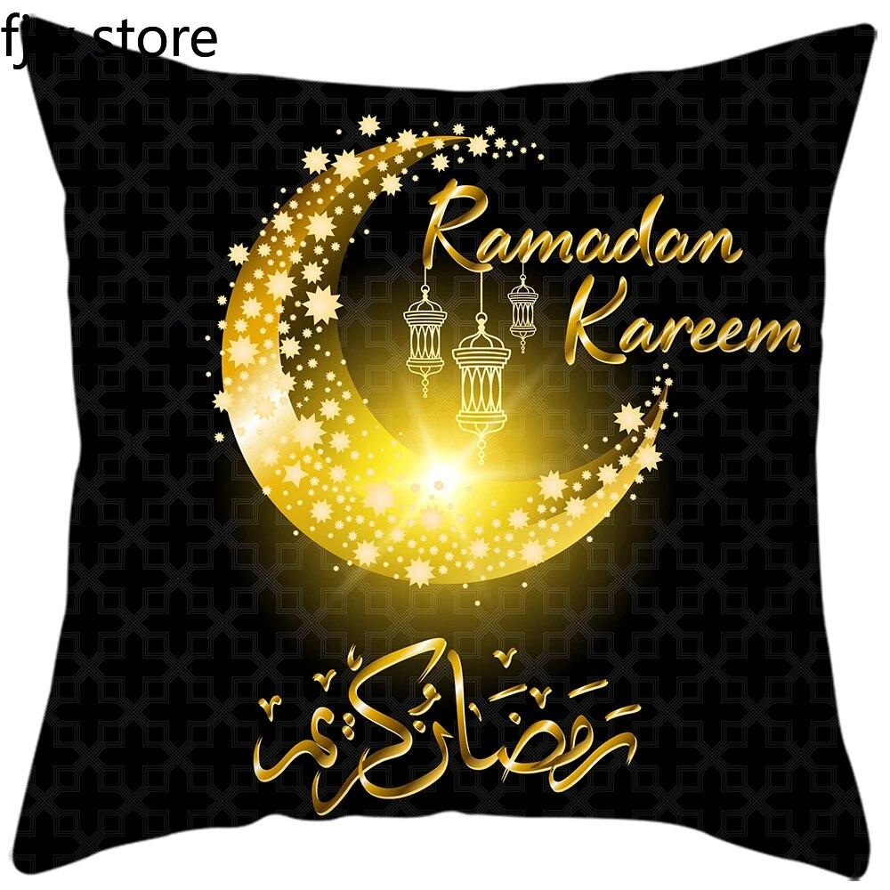 2024 Eid Home Decor Pillowcase Ramadhan Kareem Arabic Calligraphy Pillowcase Islamic Mosque Muslim Decorative Pillowcase Gift
