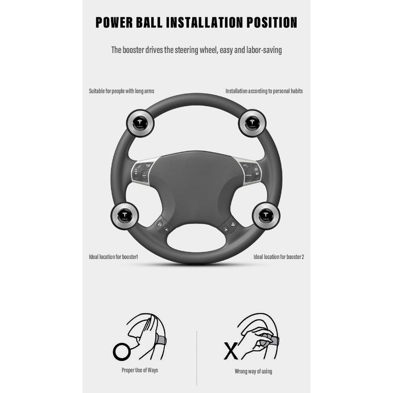 Car Steering Wheel Booster Ball Labor Saving Turning Car Goods For Tesla Model 3 Model S Model X Model Y Roadster Performance Decor