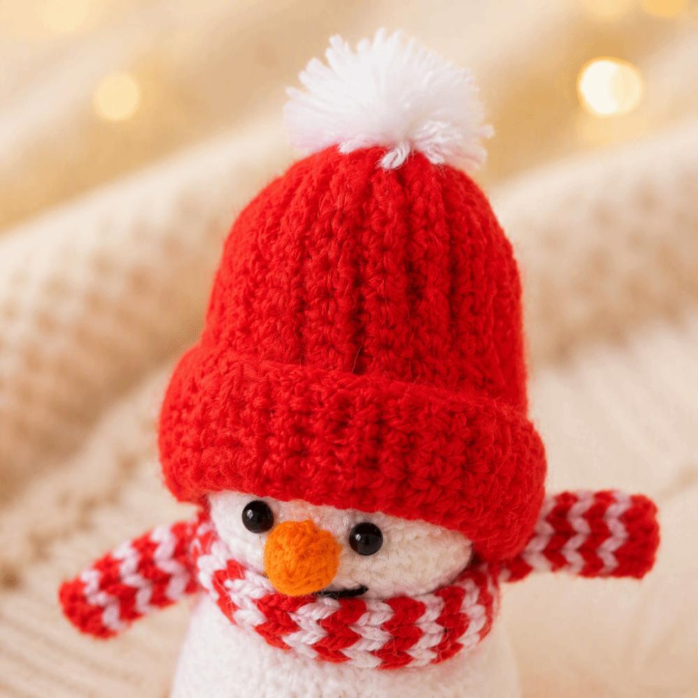 Finished Knitted Hand-Crocheted Snowman Handmade Snowman Doll Crocheted snowman  Holiday Decor