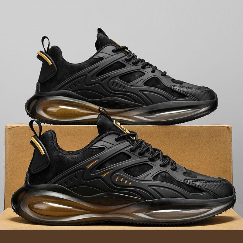 

Мужские черные кожаные кроссовки-папы на платформе - Большой размер 47, Повседневный спортивный стиль для осени/зимы 2025 Size 39 чёрный