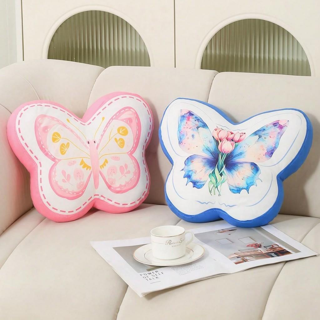 Butterfly Shape Cushion With Digital Print For Bed Couch Decor