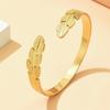 18K Gold Leaf-Style Open Bangle with Vacuum-Plated Stainless Steel