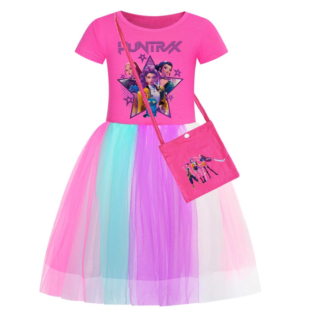 Kpop lovci démonů Dívčí bavlněné krátkorukávové plisované šaty na letní hraní