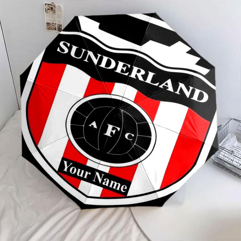 1 PC Automatic Folding Umbrella - Sunderland A.F Custom Name Pattern, Portable & Foldable Design with 8 Ribs, Christmas Birthday Gifts