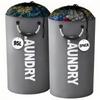 2-Pack Oxford Fabric Foldable Laundry Baskets, 25.1gal/30.38gal Clothes Storage Bins with Drawstring Closure and Ring Handles