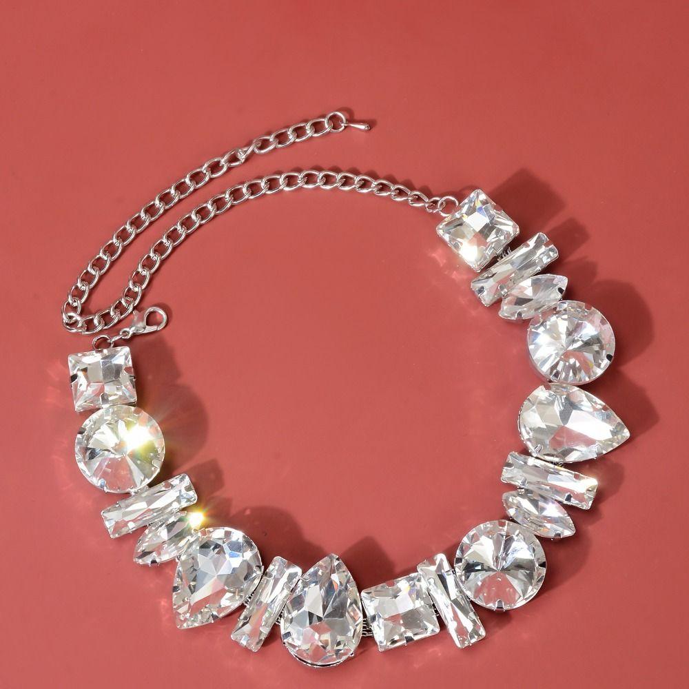 Exaggerated Rhinestone Necklace Light Luxury Women's Choker Temperament Crystal Necklace  Girls