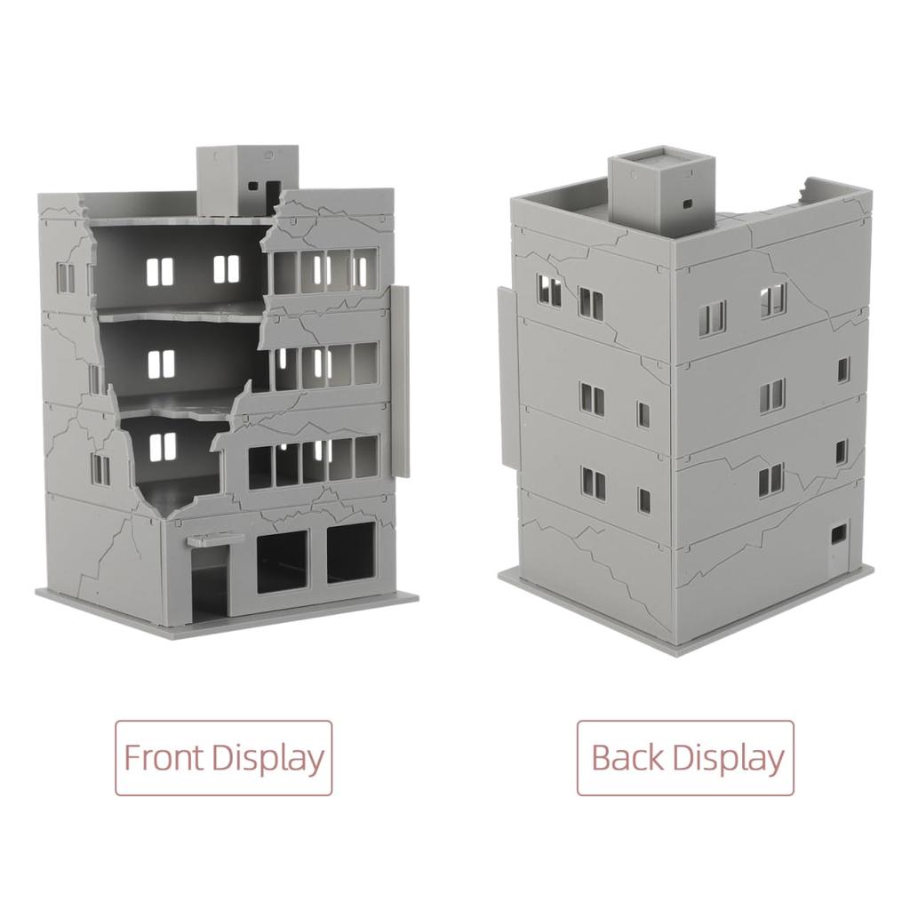 GANAZONO Scale Ruined Building Plastic Model Kit Assembly Required Architectural War Sand Railway Gray 1/144 - - Diorama, Model, Battlefield, Damage,