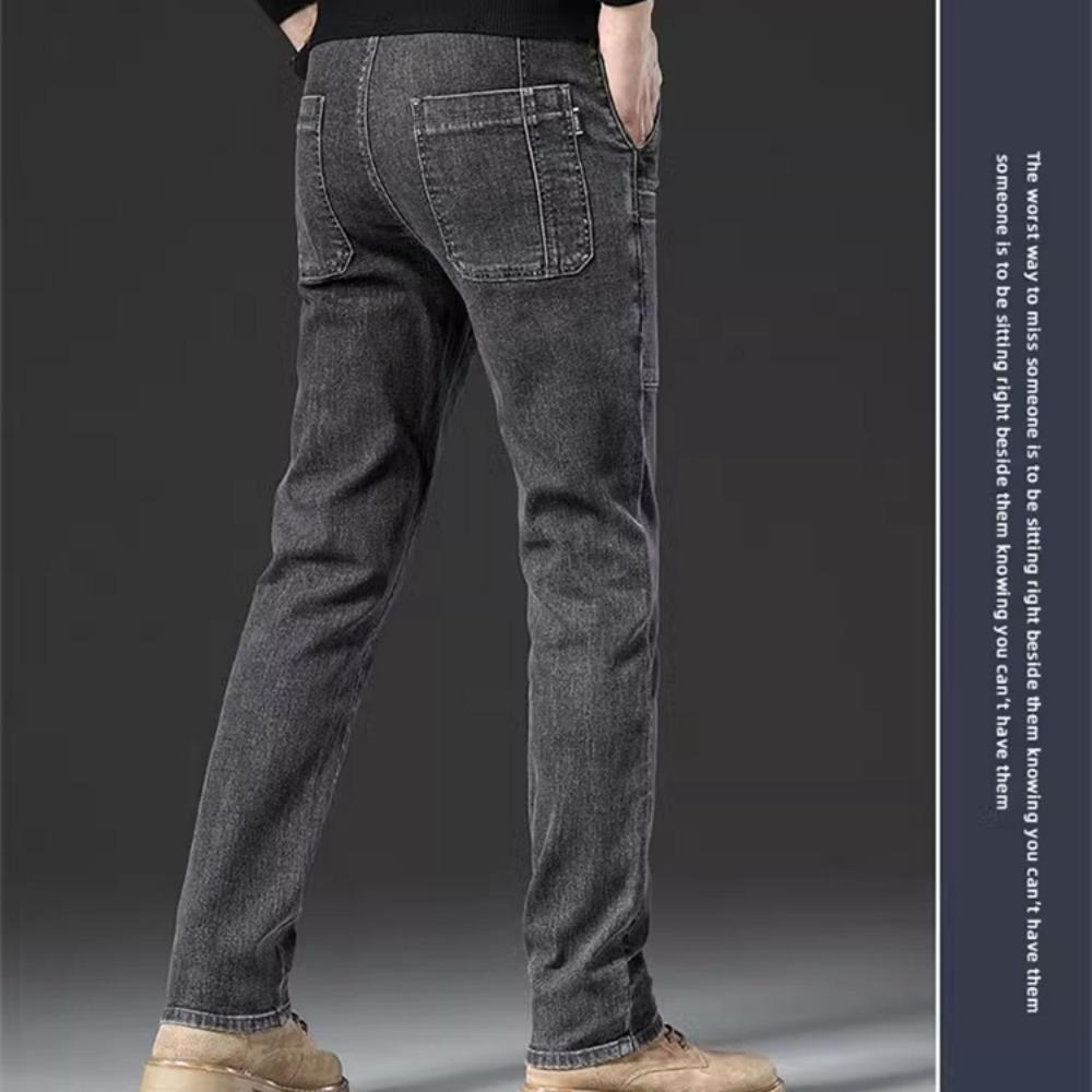 Nuovi Jeans da Uomo in Denim 2024 Skinny a Vita Media con 6 Tasche, Pantaloni a Vita Alta Elasticizzati, Pantaloni Slim Moda Uomo