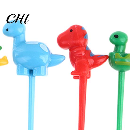 Fruit Pick 6Pcs/Set Fork Anti-slip Cartoon Plastic Dinosaur Animal Design Shaped Bento Stick Party Supply
