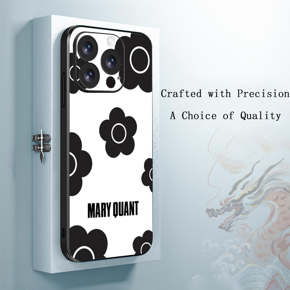 Japan art Mary quant fashion flower Phone Case For iPhone 17 16 e 15 14 13 12 Plus Mini Pro Max Soft black Shockproof Cover