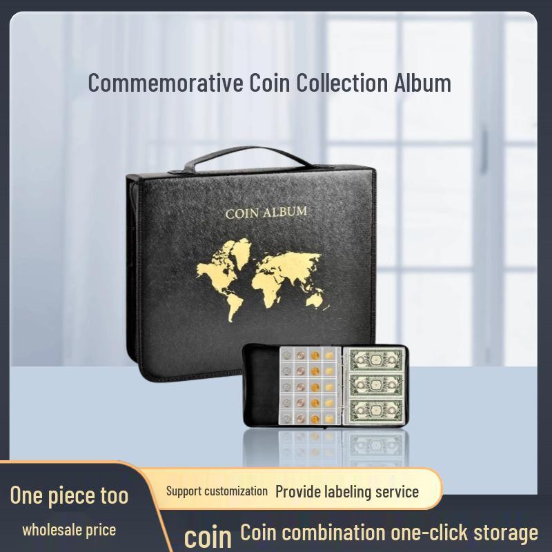 Large Capacity Coin Collection Album: Ancient and Commemorative Coins Loose-Leaf Collector Folder with Transparent Pages for Banknotes.