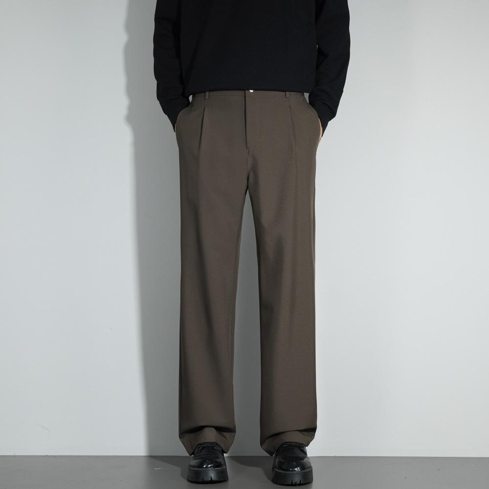 Black Suit Pants Men's Summer Drape Loose Straight Pants Trendy High-end Casual Wide-leg Trousers