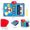 2 IN 1 Kids Drum Piano Mat Floor Keyboard Dance Mat Play Musical Carpet Music Instrument Toy for Toddlers Girls Boys Xmas Gifts