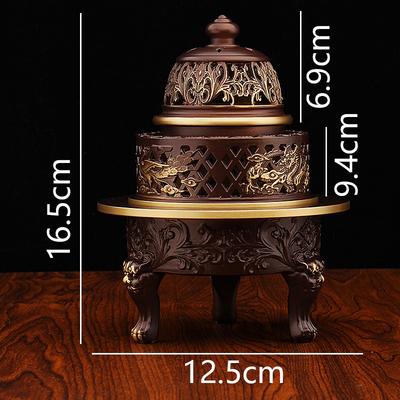 All Brass Four Divine Beasts Relief Eight Treasures Three-legged Incense Burner Entrance Decoration Copper Metal