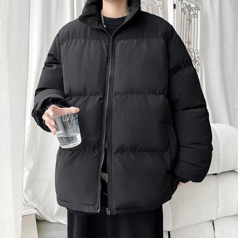 New Men's Solid Color Cotton Jacket, Large Size Bread Jacket, Casual Jacket, Thickened Stand-up Collar Cotton Jacket, Men