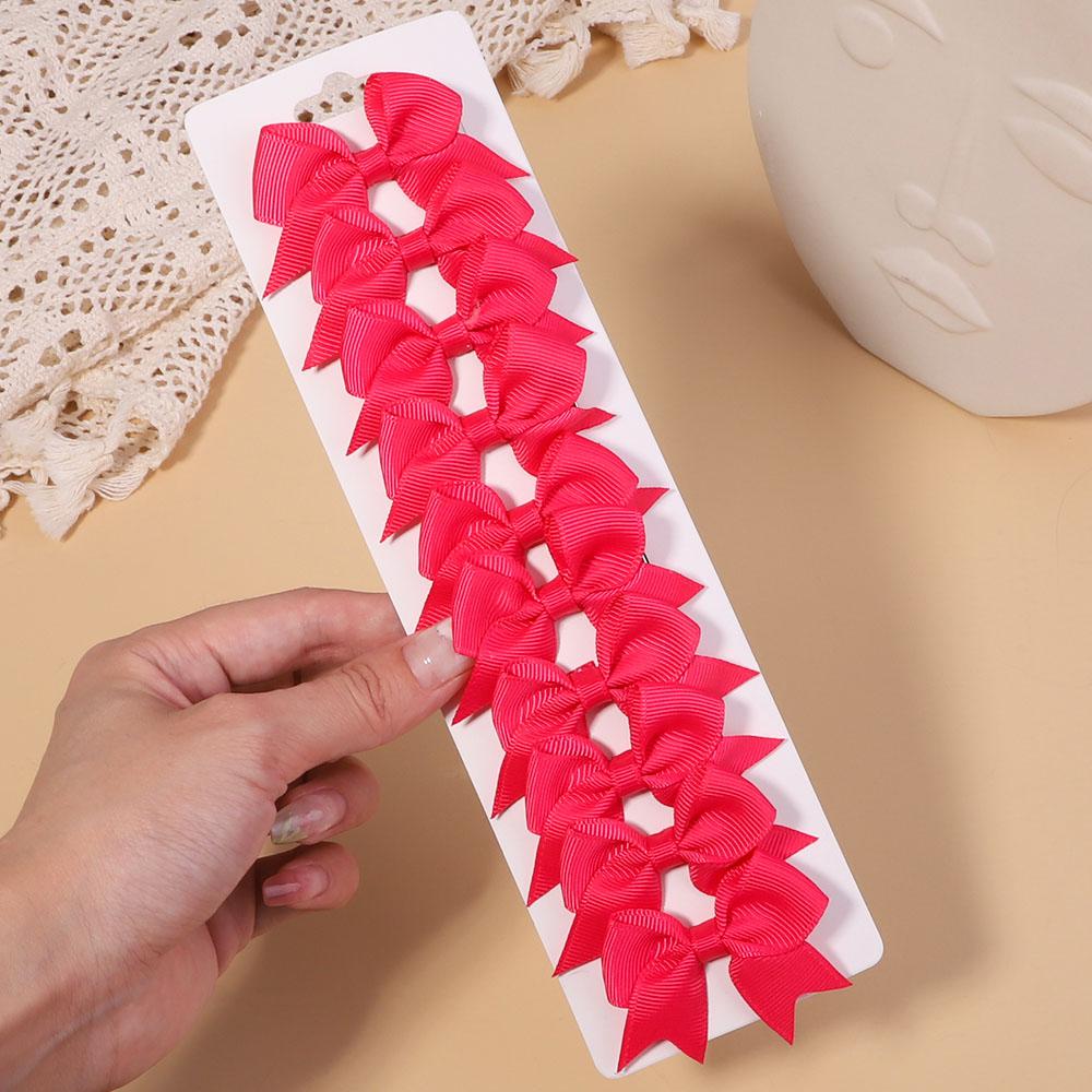 10Pcs/Set Solid Color Grosgrain Ribbon Hairpins for Kids Bows Hair Clips Boutique Handmade Headwear Girls Baby Hair Accessories