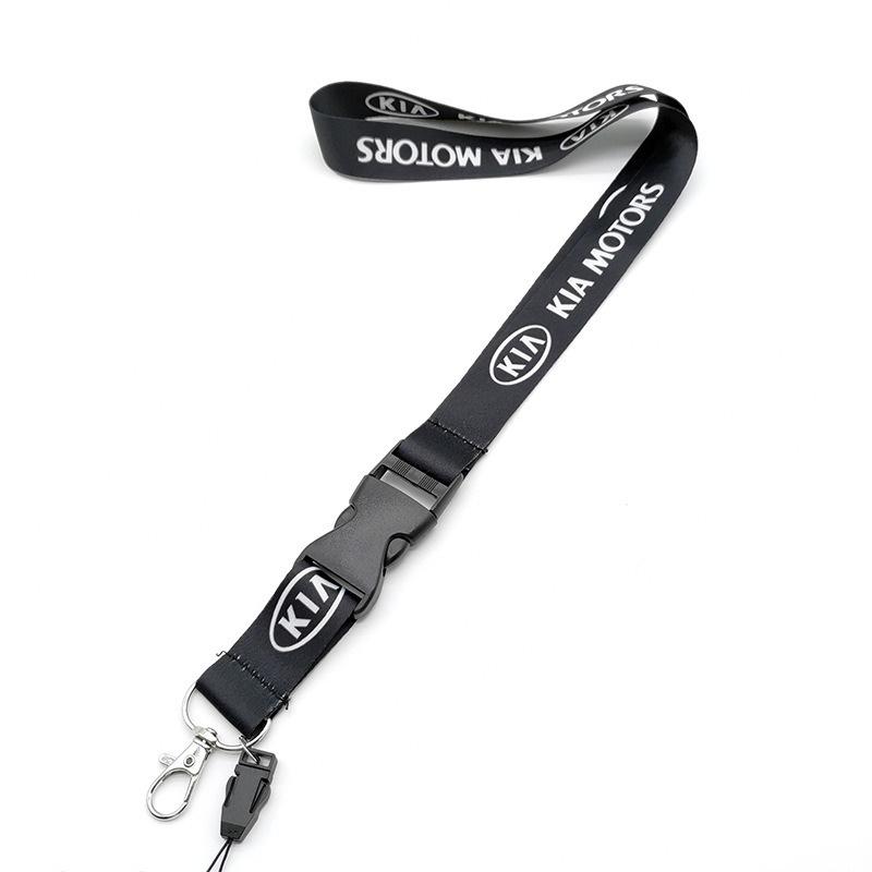 ABCDEK1 Car Keychain Neck Wear ID Card Pass Lanyard Black Nylon Long Keyring Ribbon For KIA KN Ceed Sportage Soul Sorento Optima Picanto