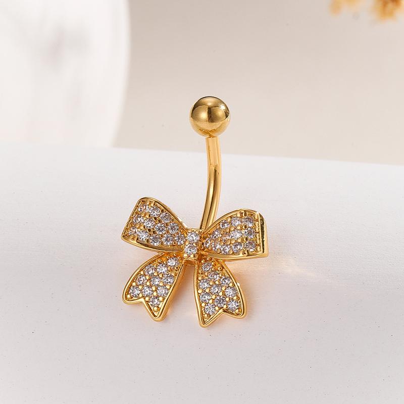 Fashion Zircon Butterfly Belly Button Rings Shiny Crystal Bow Navel Piercing For Women Girls Sexy Belly Ring Beach Jewelry Gifts