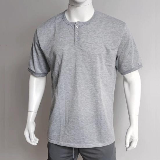 Men Button Crewneck T-Shirt Solid Color Short Sleeve Summer Shirt Casual Tee Shirt for Gym Workout Street Beach Wear