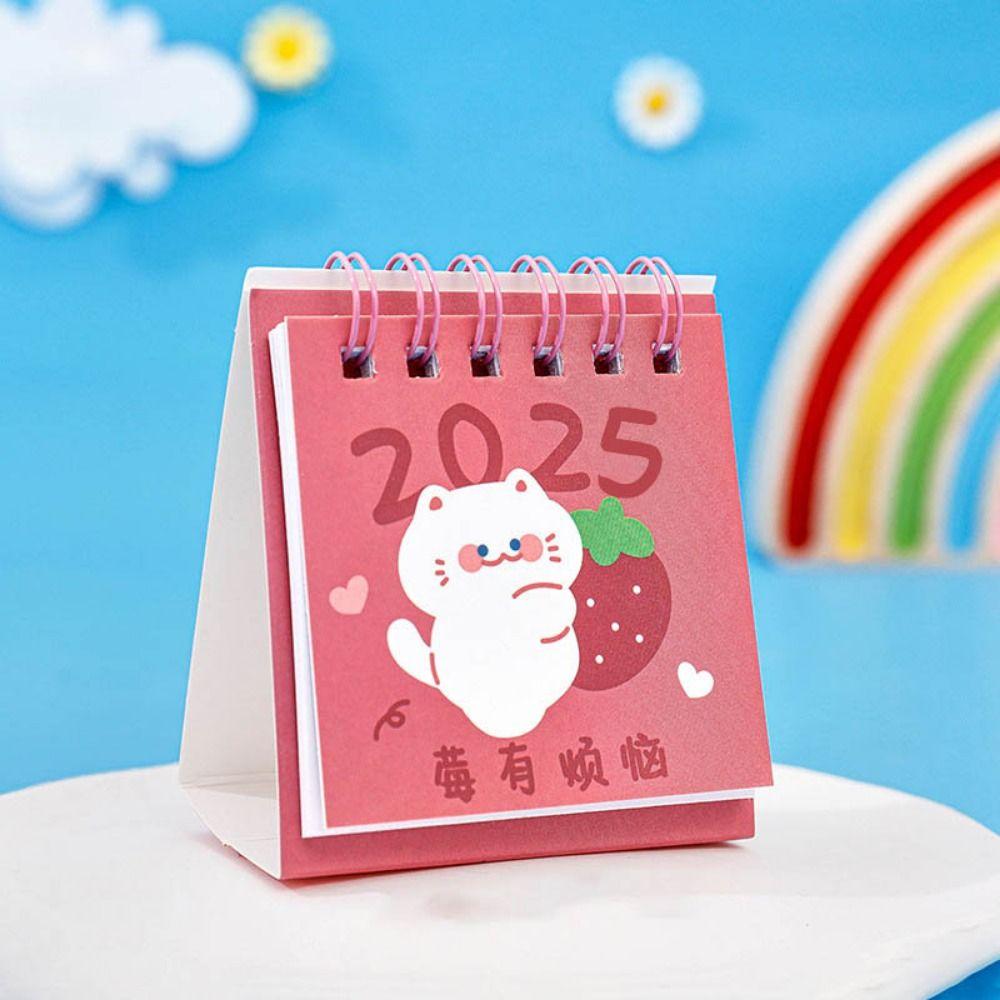 Cute 2025 Calendar Mini Mini Desktop Calendar Creative Fruit Text Calendar  Desk Check-in