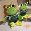 Cute simulation dressing frog doll plush toy green little frog doll children accompany soothing doll