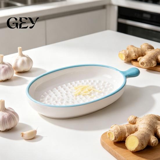 Kitchen Prep Tool Ceramic Garlic Grater Plate for Food Prep, Multifunctional Ginger And Parmesan Mincer Dish, Non Slip Masher Bowl Cheese Nutmeg