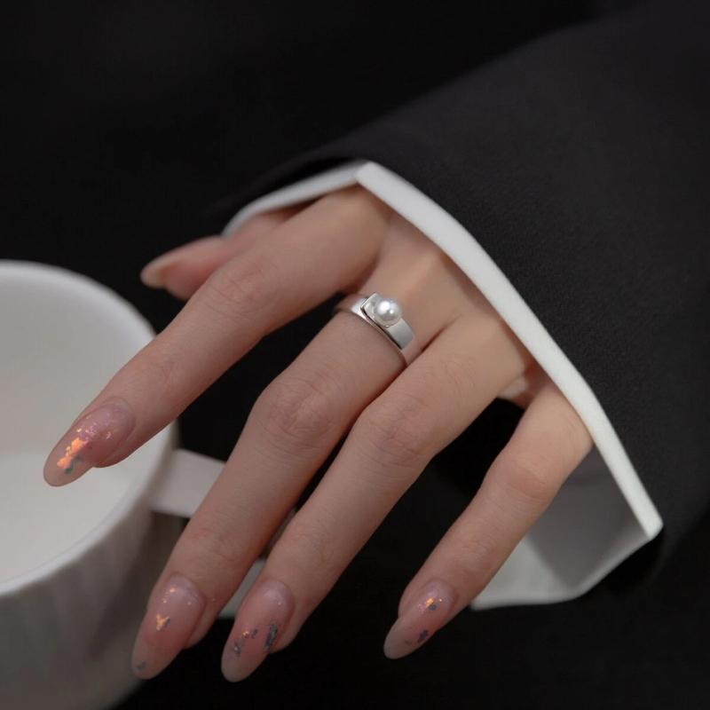 New Fashion Simple Design Imitation Pearl Women's Adjustable Ring Daily Versatile Holiday Party Accessories  Gifts