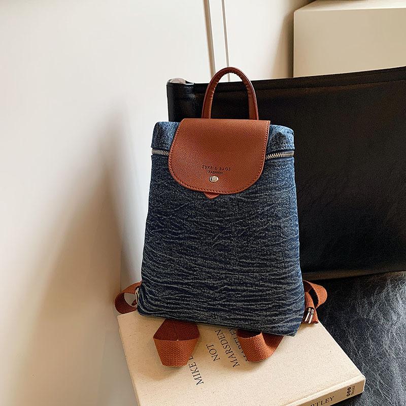 Fashion Denim Backpack Women's New Large-capacity Versatile Handbag