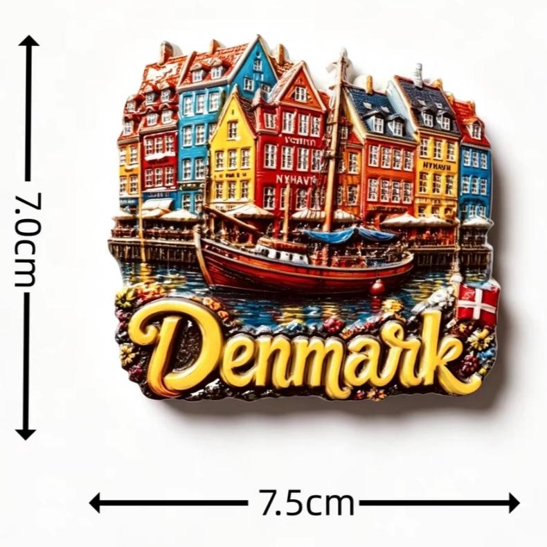 Europe Denmark 3D Fridge Magnets Sticker Tourism Souvenir Refrigerator Magnets Sticker Home Kitchen Decor