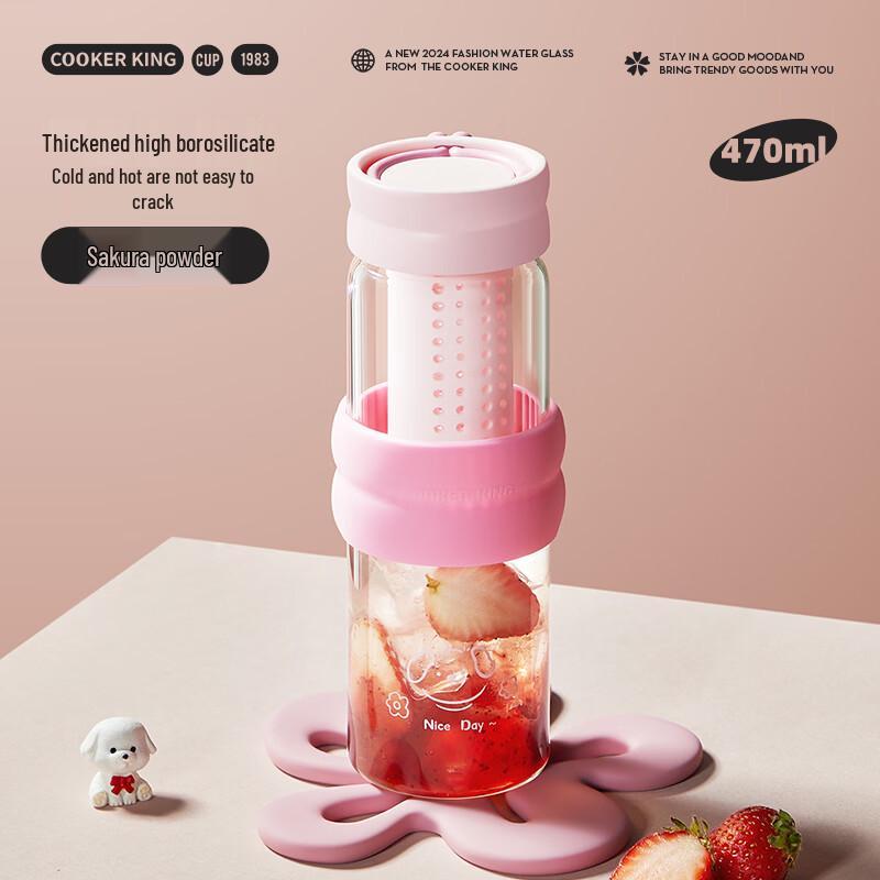 COOKER KING High Borosilicate Glass Tea Infuser Bottle 470ml