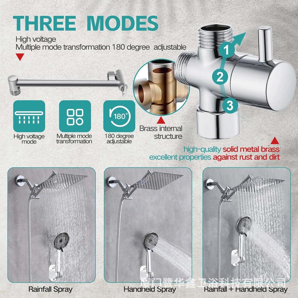 Electroplated Stainless Steel Multi-functional Handheld Shower Set with Extension Arm