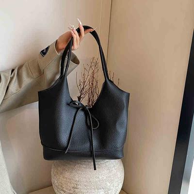 Jednoduché jednofarebné veľké tašky cez rameno Dámska módna mäkká kožená do práce Ručné tašky Textúrovaná dámska taška Tote